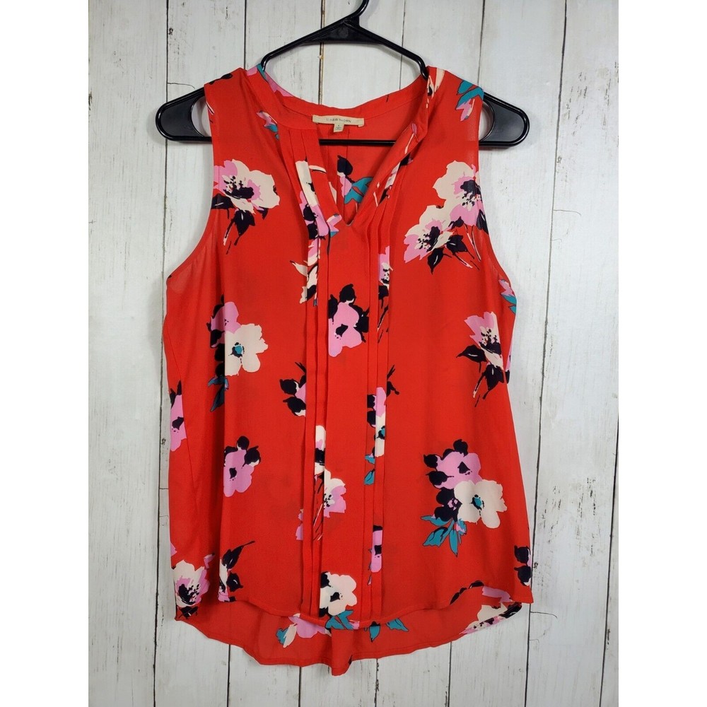 41 Hawthorn Stitch Fix Blouse Women's Size Small Red Floral Sleeveless Summer